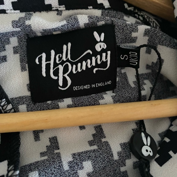 Hell Bunny Black & White Houndstooth Blake Mid Dress - Size S - NEW - Picture 11 of 15
